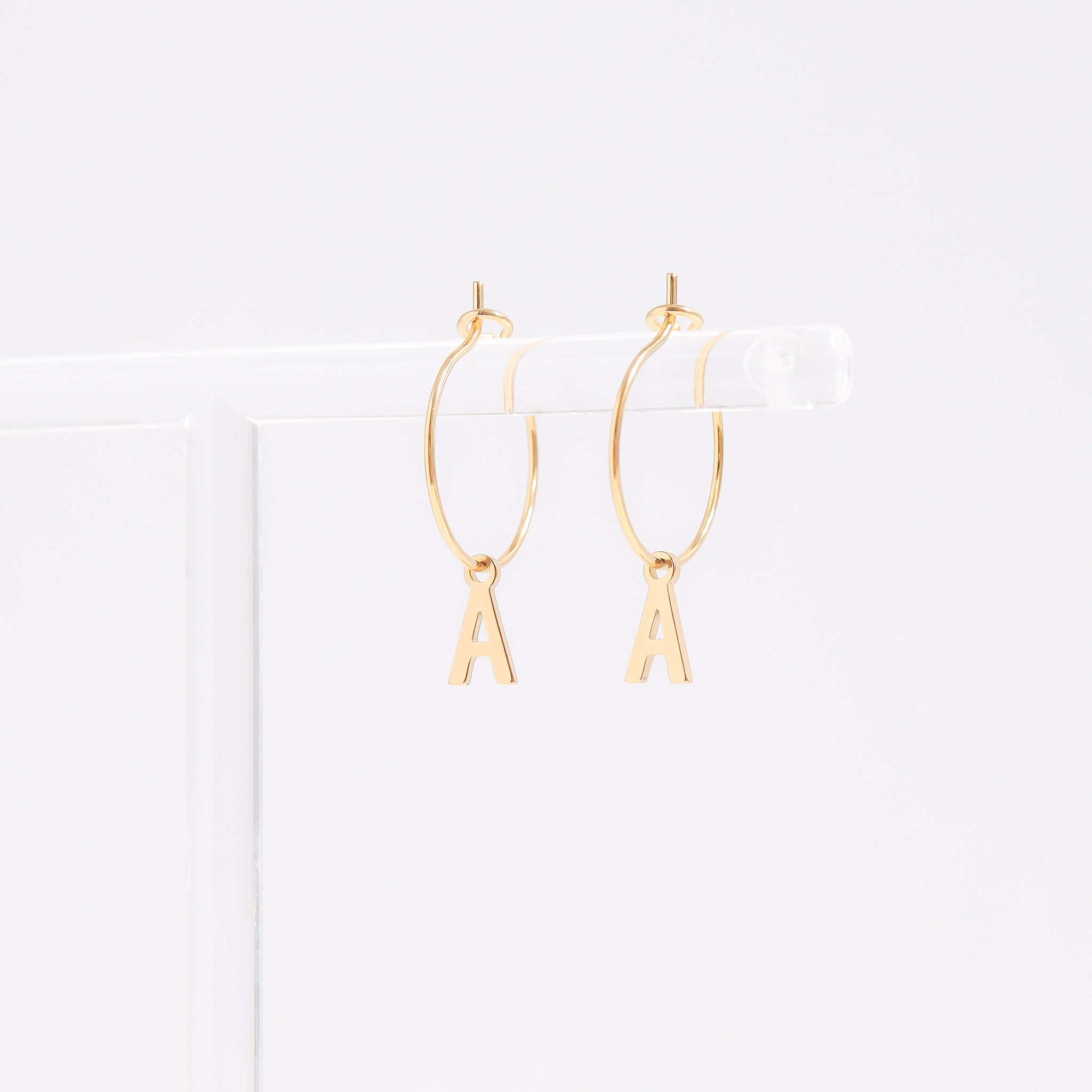 Mini Hoop Initial Earrings