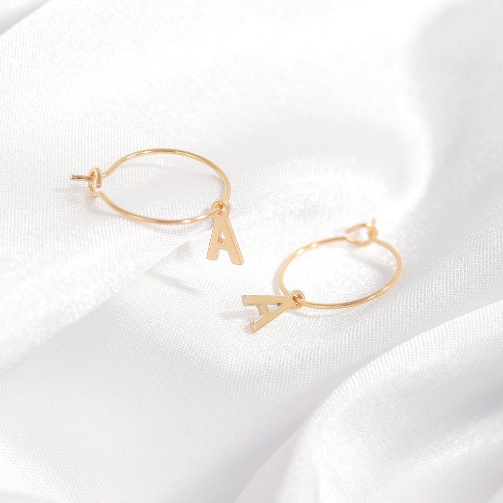 Mini Hoop Initial Earrings