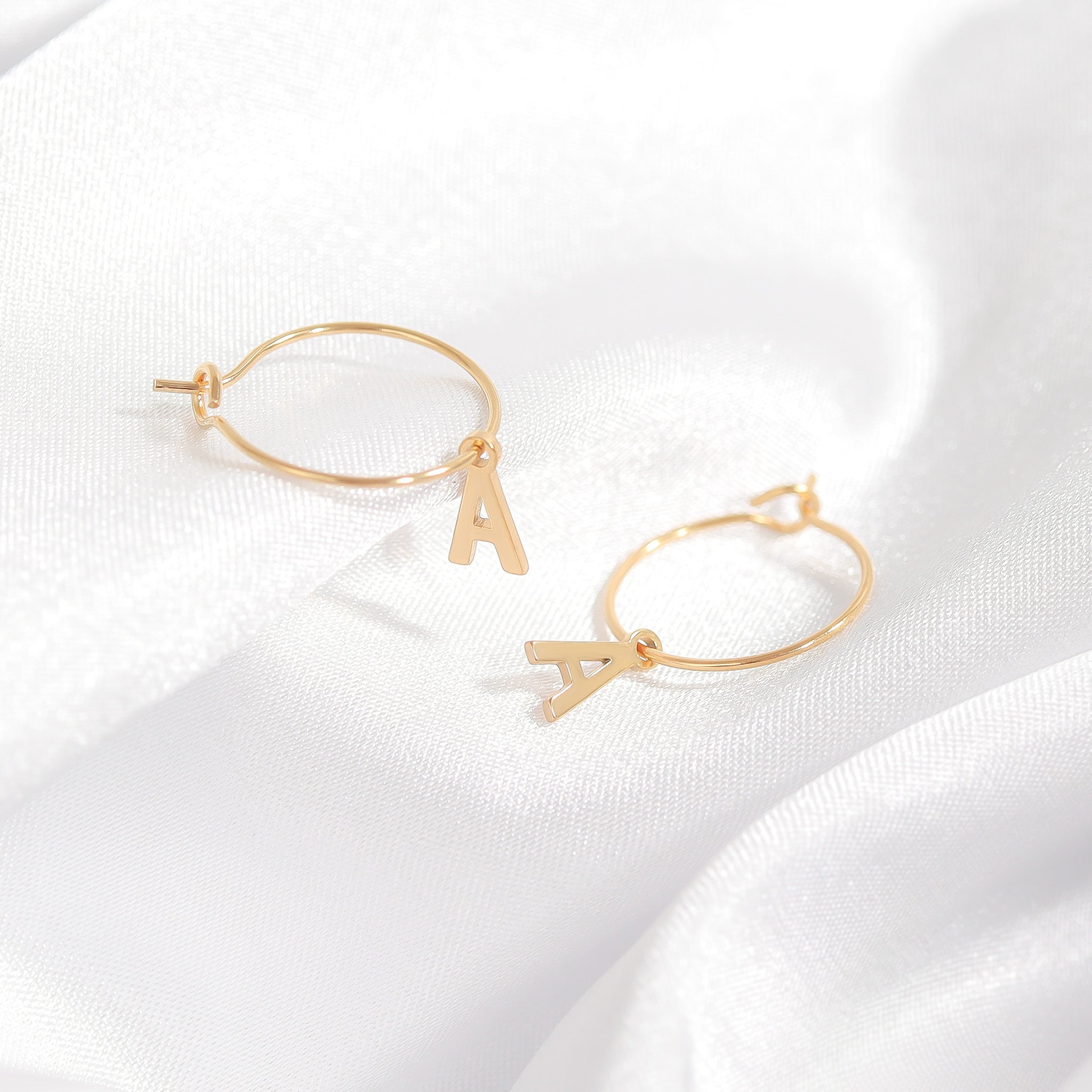 Mini Hoop Initial Earrings