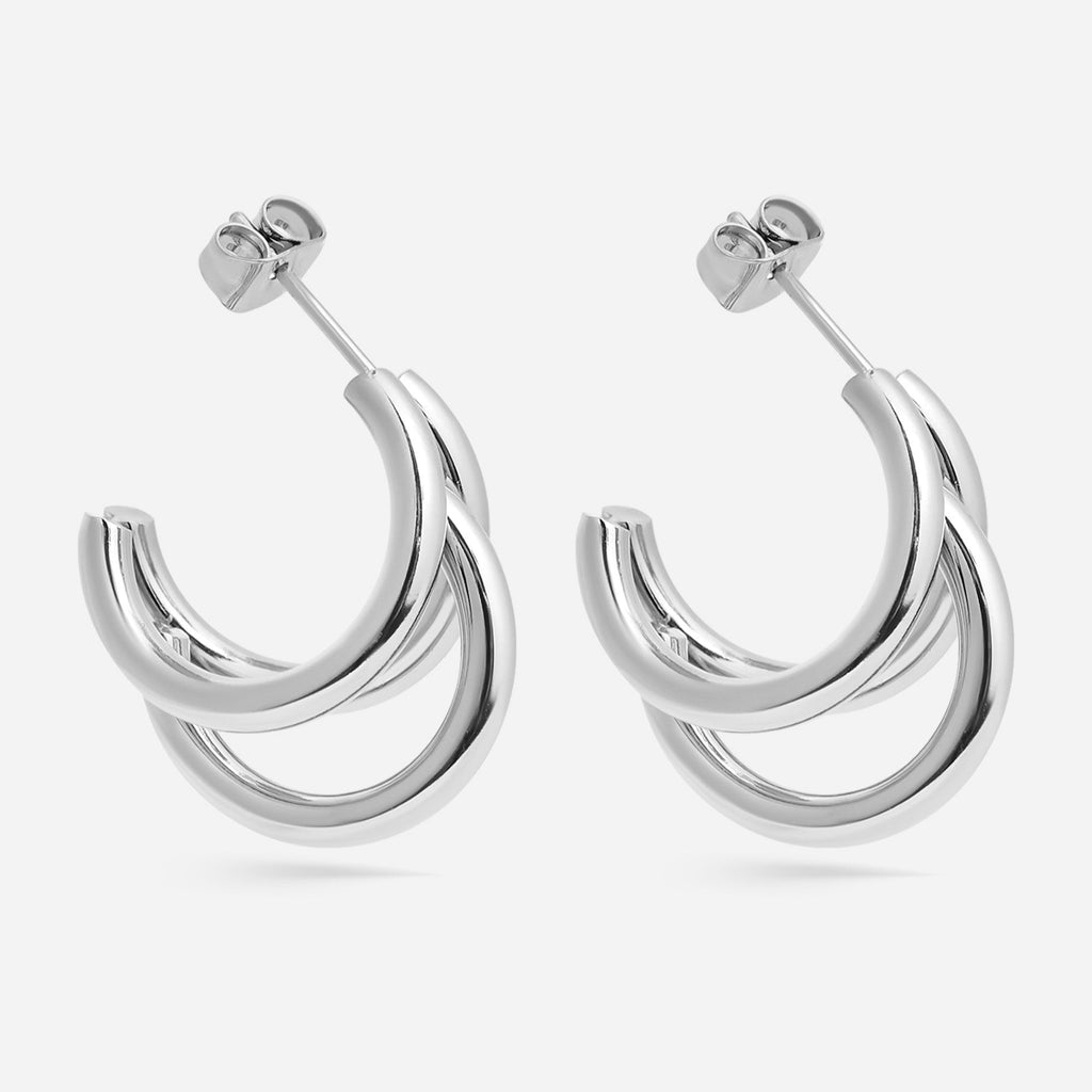 Make a Statement Huggie Hoop Earrings-silver main 