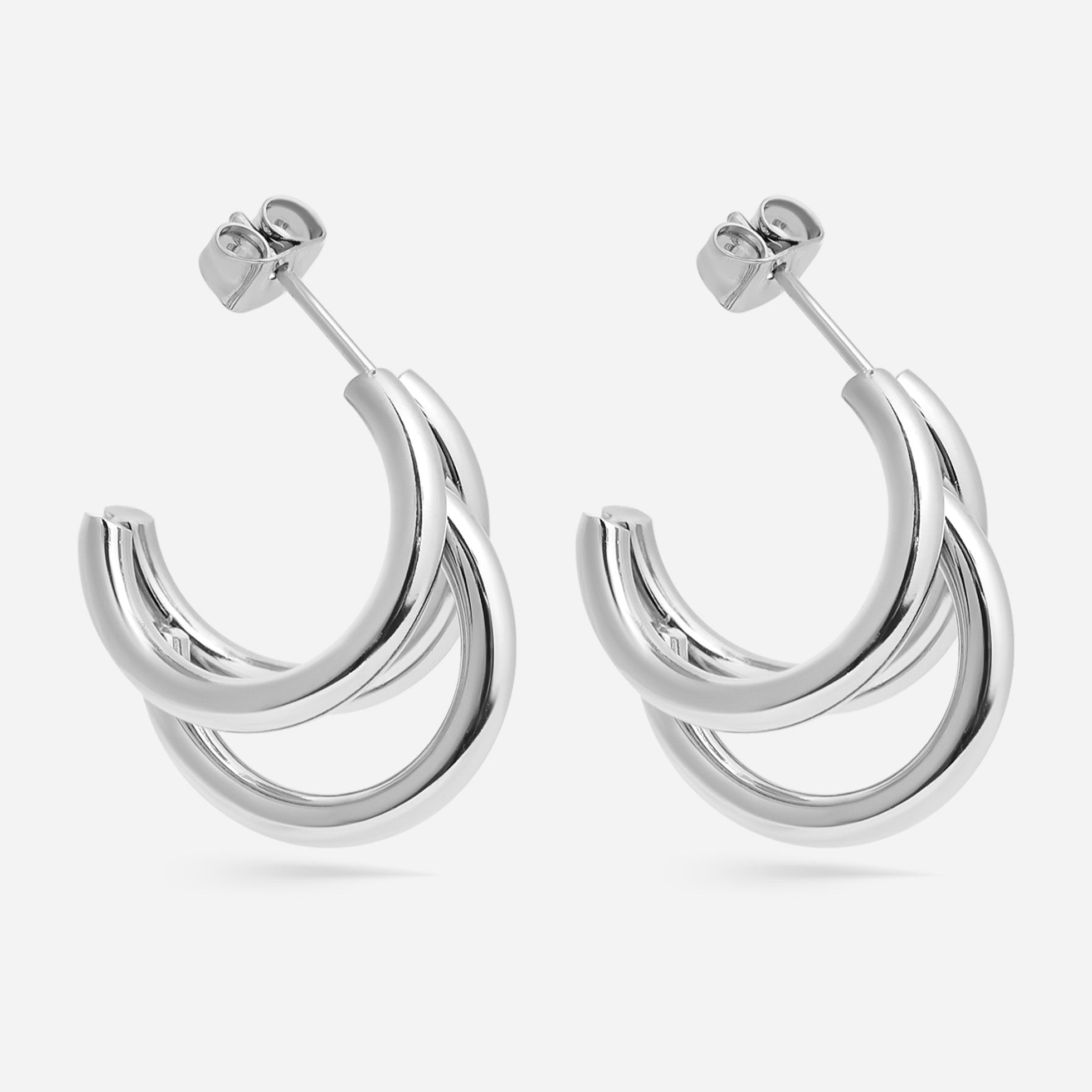 Make a Statement Huggie Hoop Earrings-silver main 