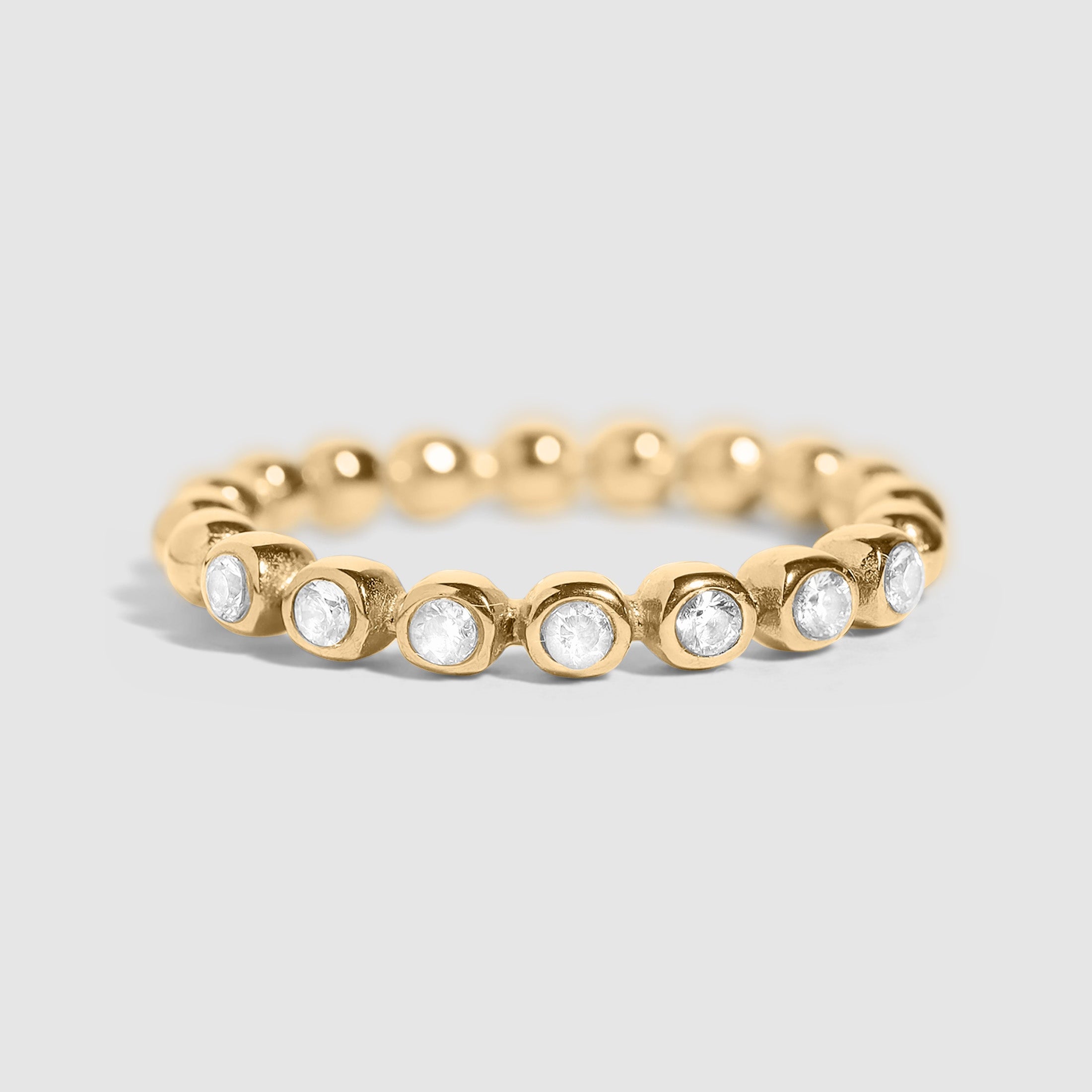 Gold Beaded Stone Stacking Ring