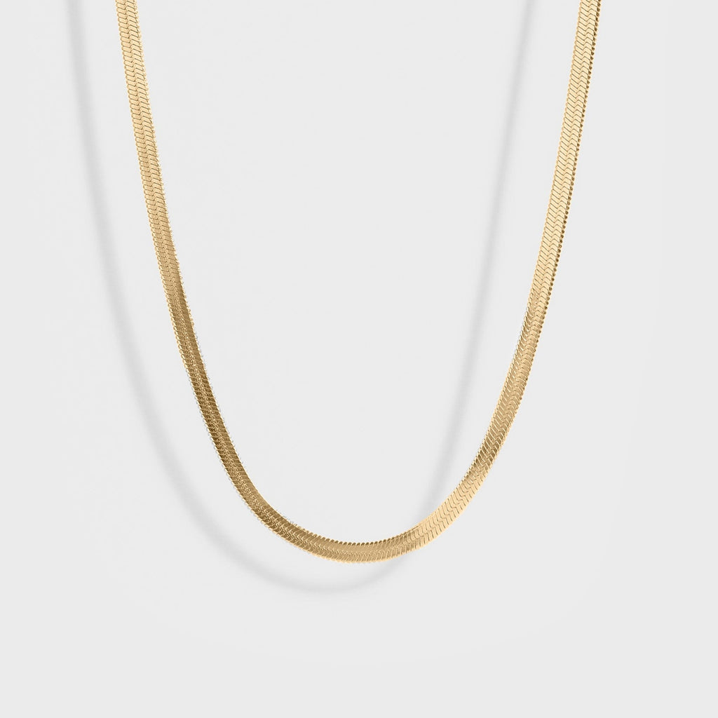 Gold herringbone chain necklace for women