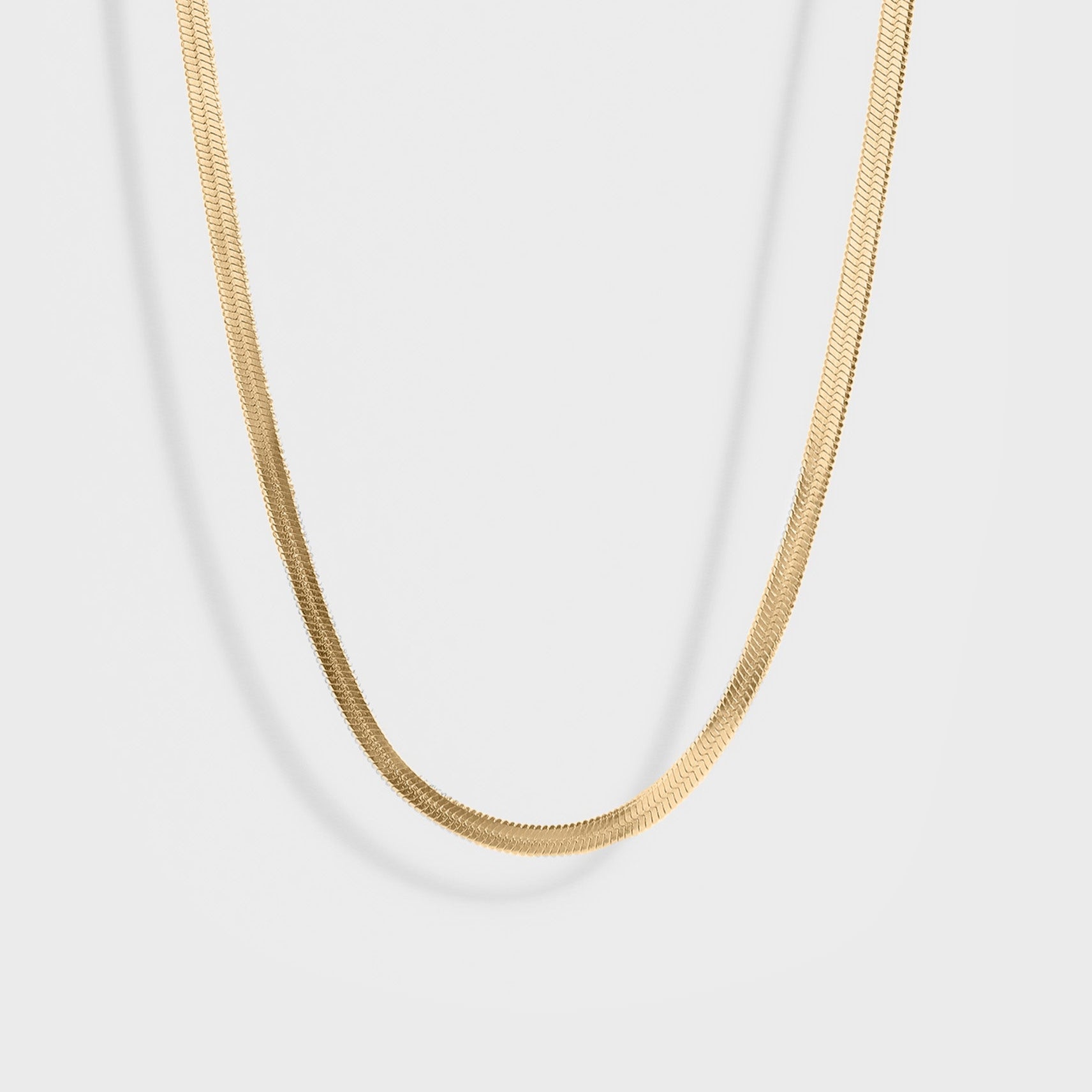 Gold herringbone chain necklace for women