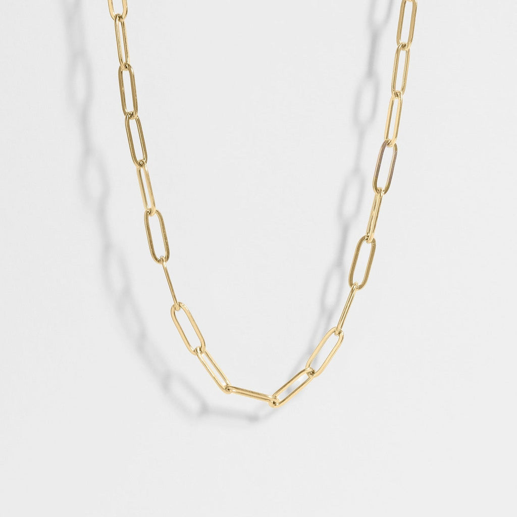Gold paperclip chain necklace
