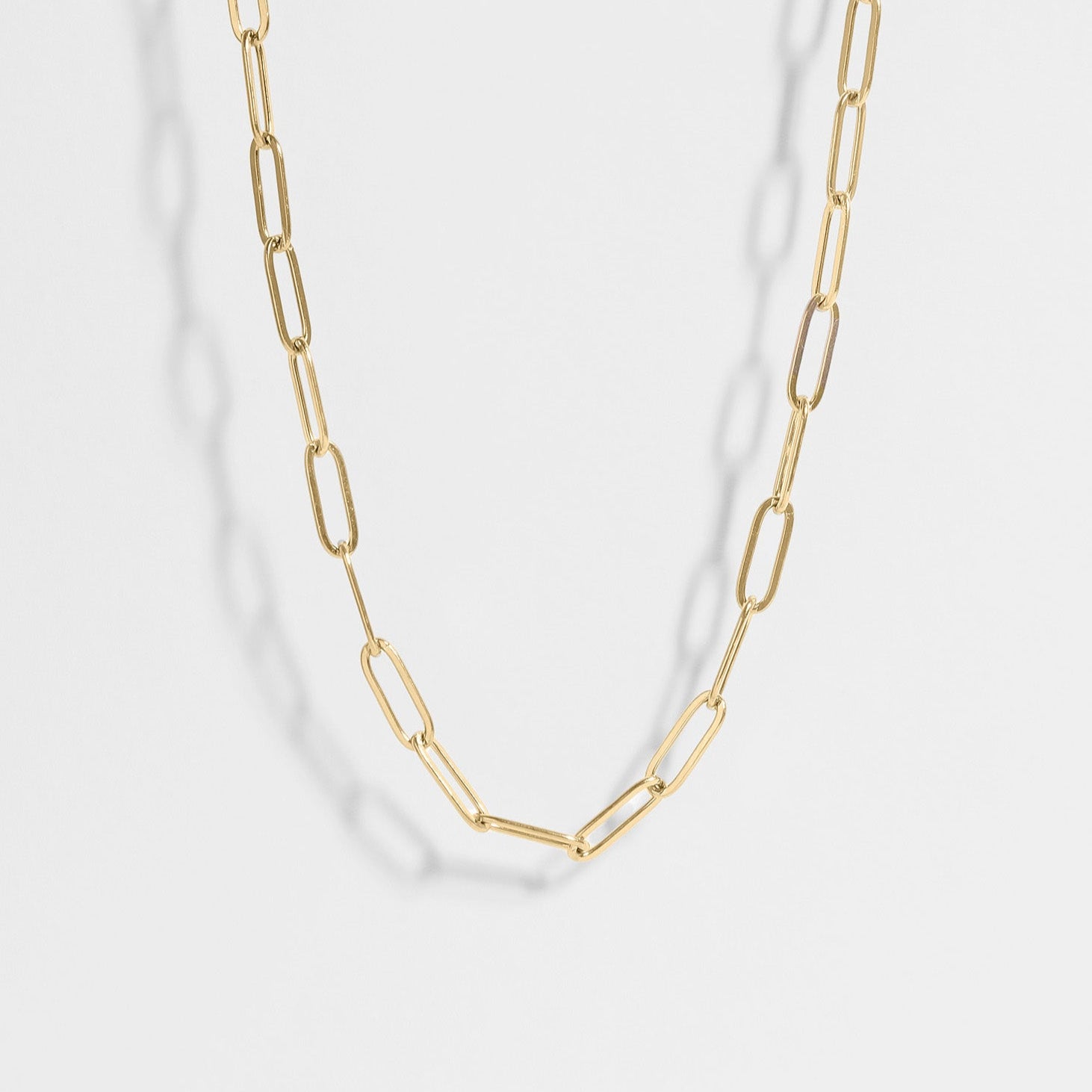 Gold paperclip chain necklace