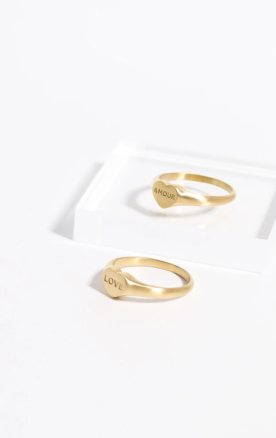 "Amour" Heart Signet Ring