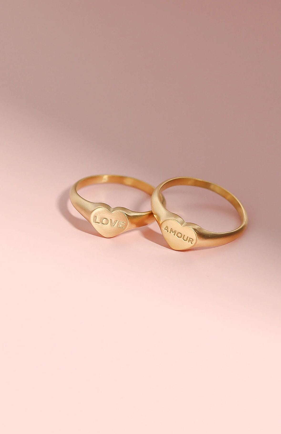 "Amour" Heart Signet Ring