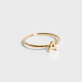 Minimalist gold initial letter ring - stacking ring