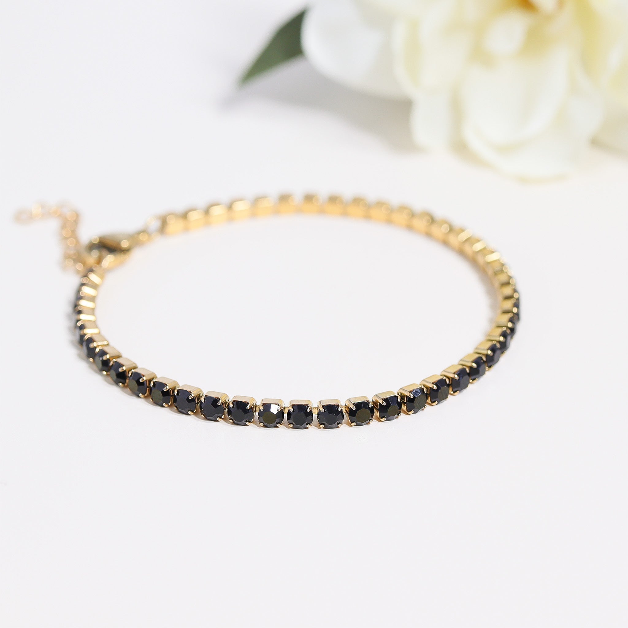 Gold Jet Black Tennis Bracelet