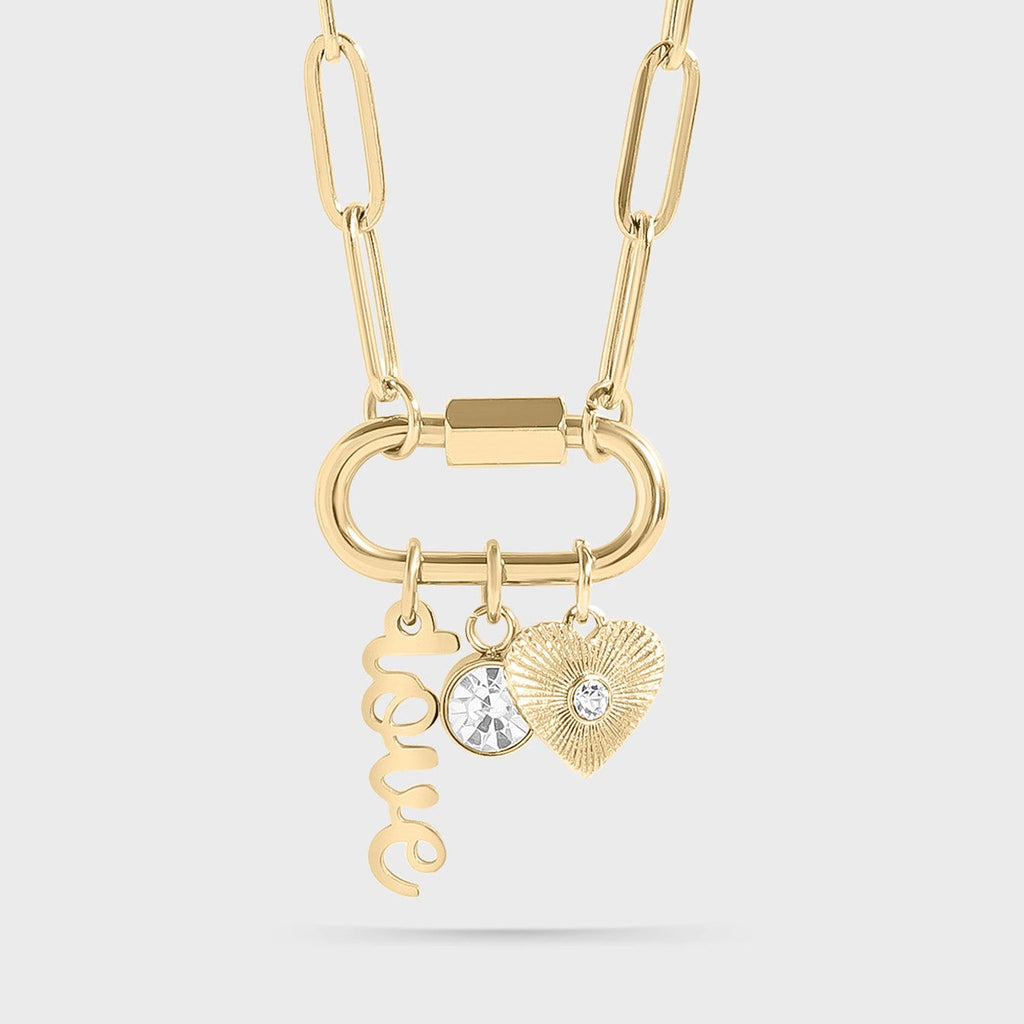 Love Paperclip carabiner charm necklace