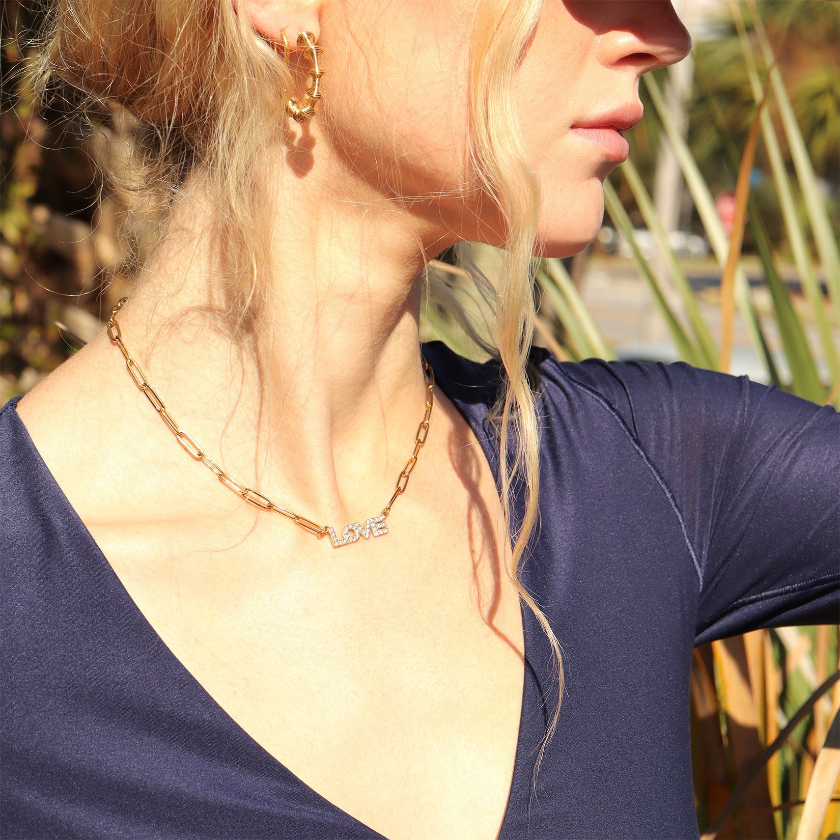 "Love" Paperclip Necklace & Bracelet Set