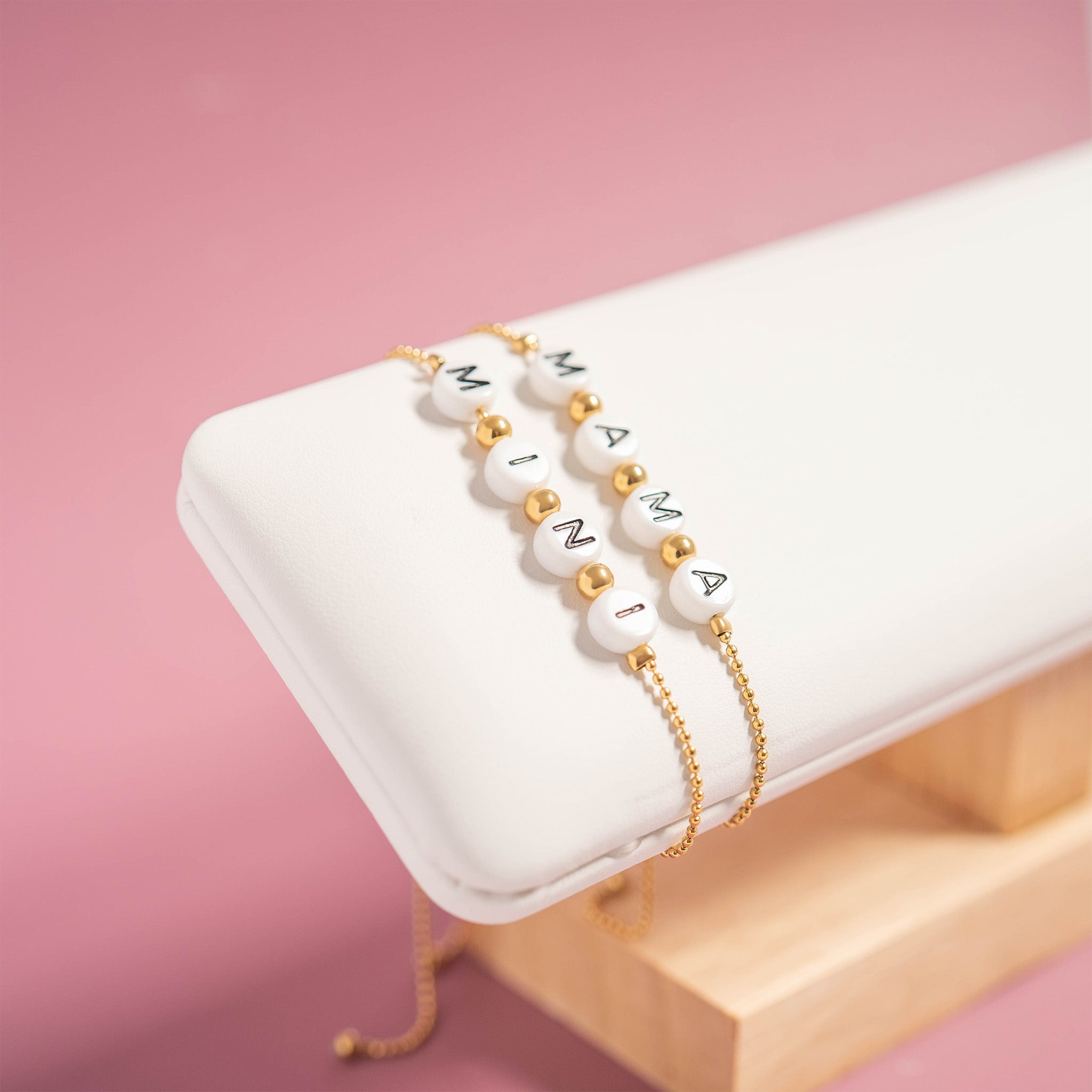 18K Gold PVD Stainless Steel "Mini" Adjustable Beaded Bracelet