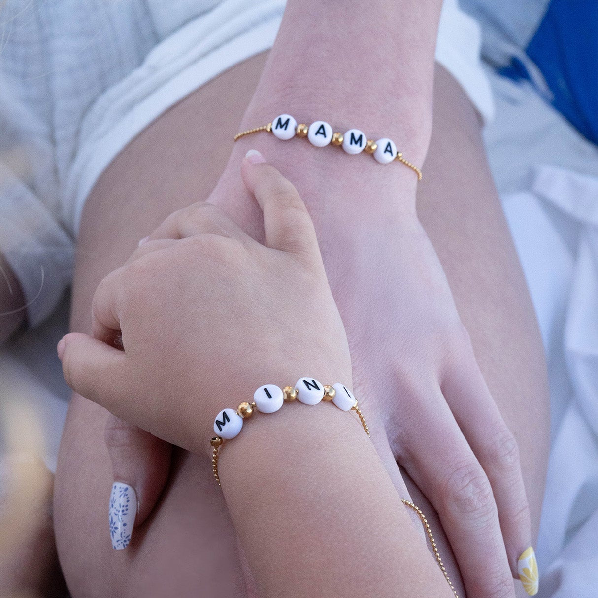 18K Gold PVD Stainless Steel "Mini" Adjustable Beaded Bracelet