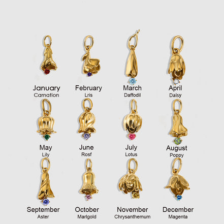 Bloom Birthstone Charm in gold tone featuring birth month, product image 6