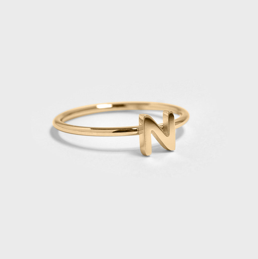Gold initial letter ring letter N