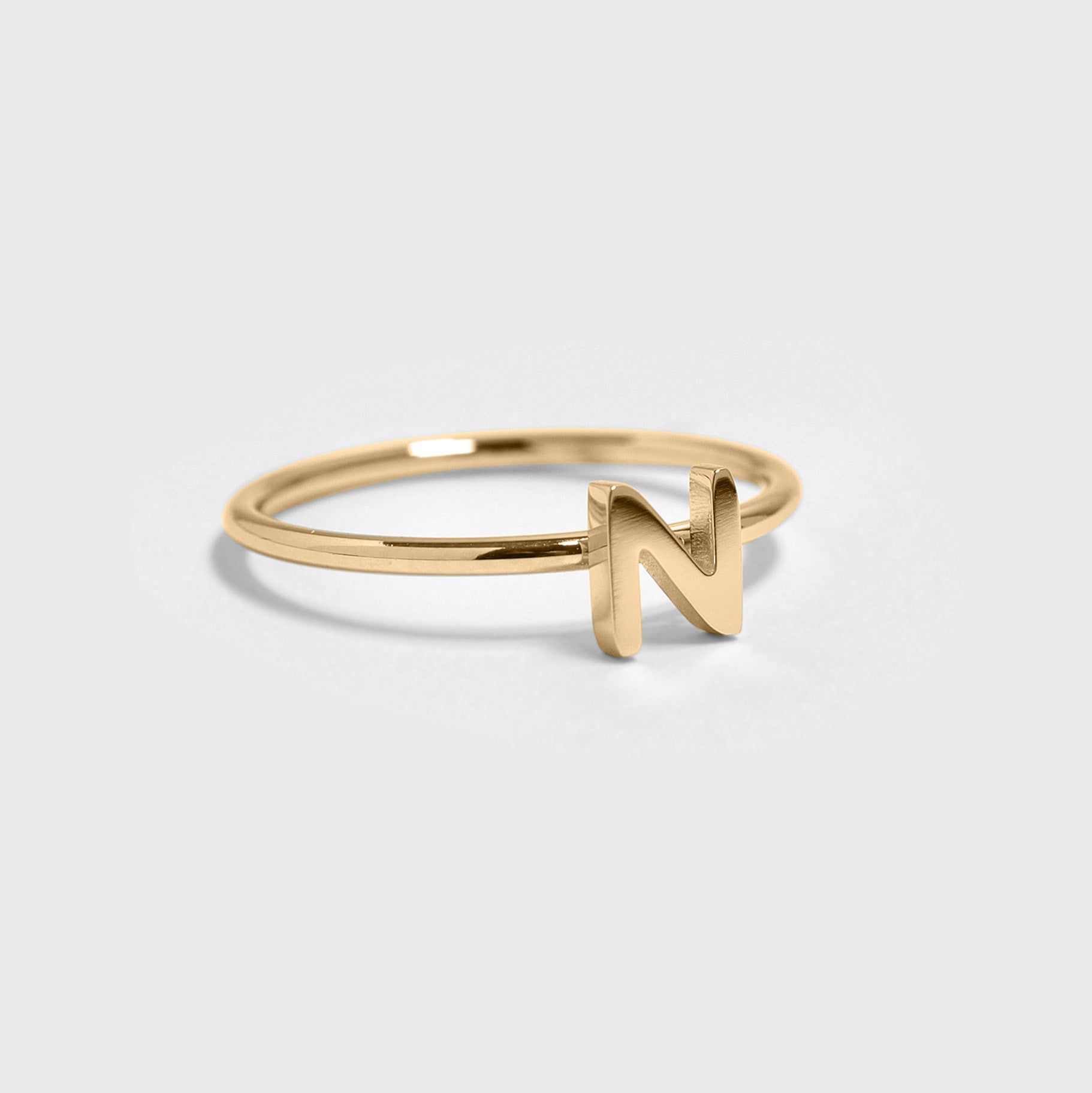 Gold initial letter ring letter N