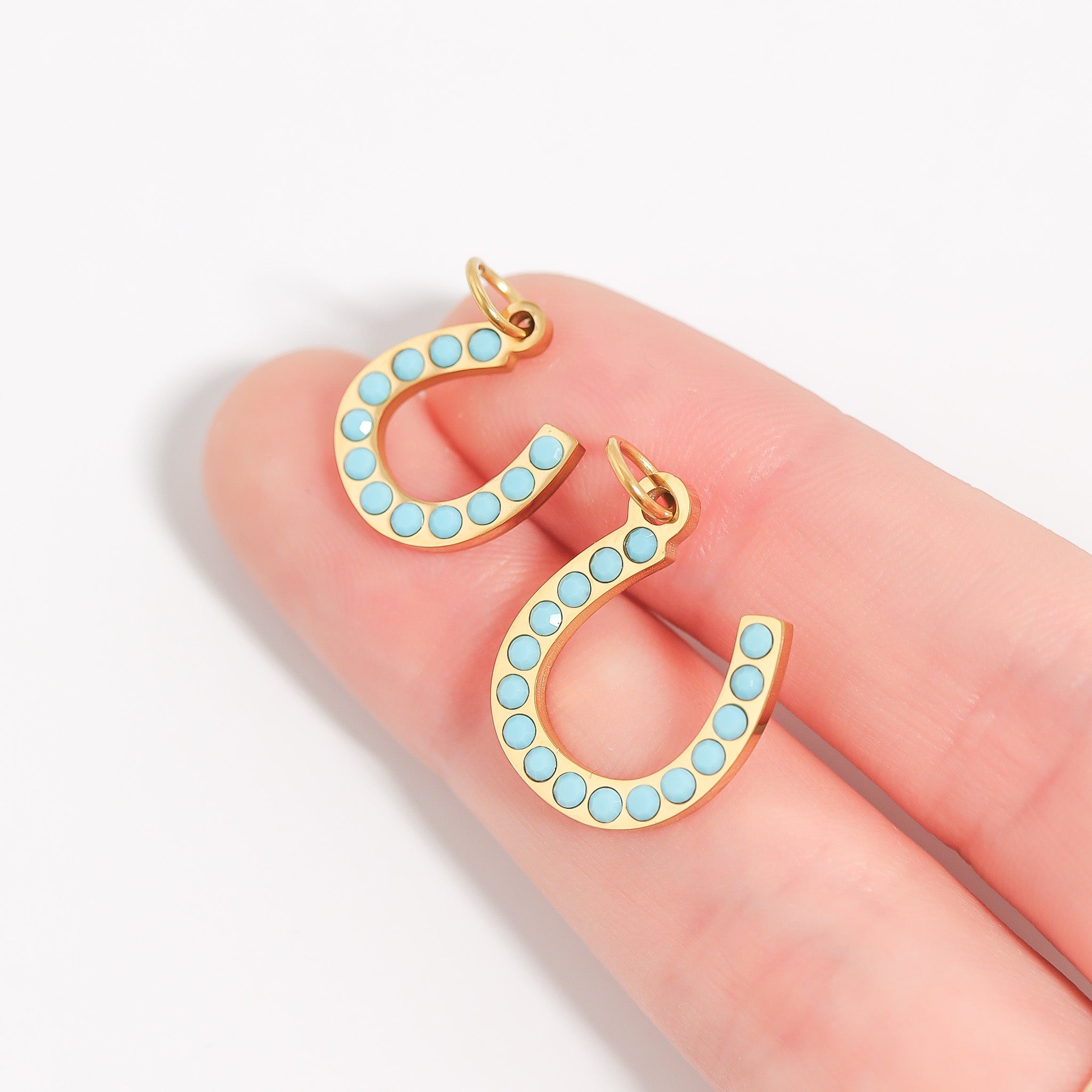 Turquoise Stone Horseshoe Charm