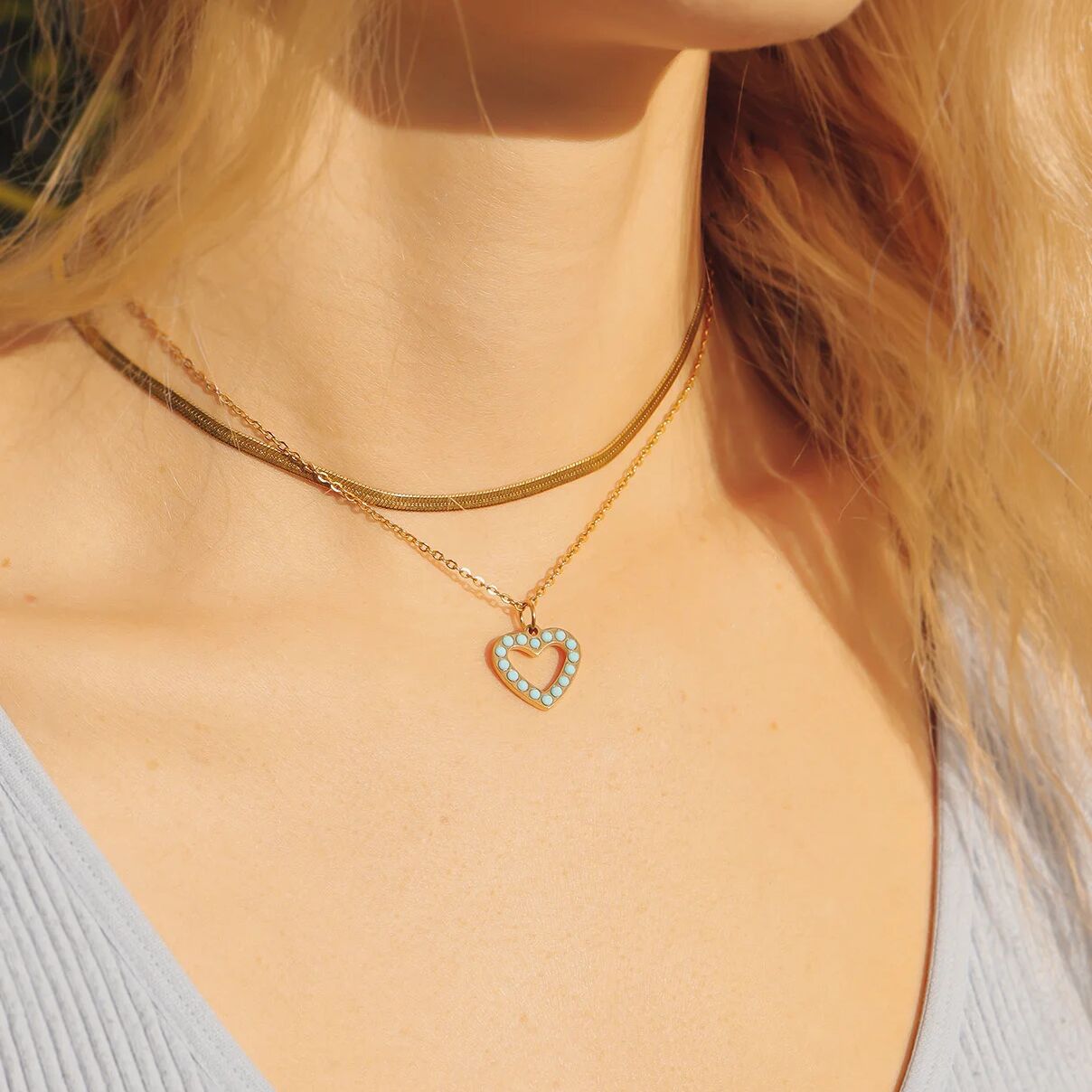 Turquoise Stone Heart Charm