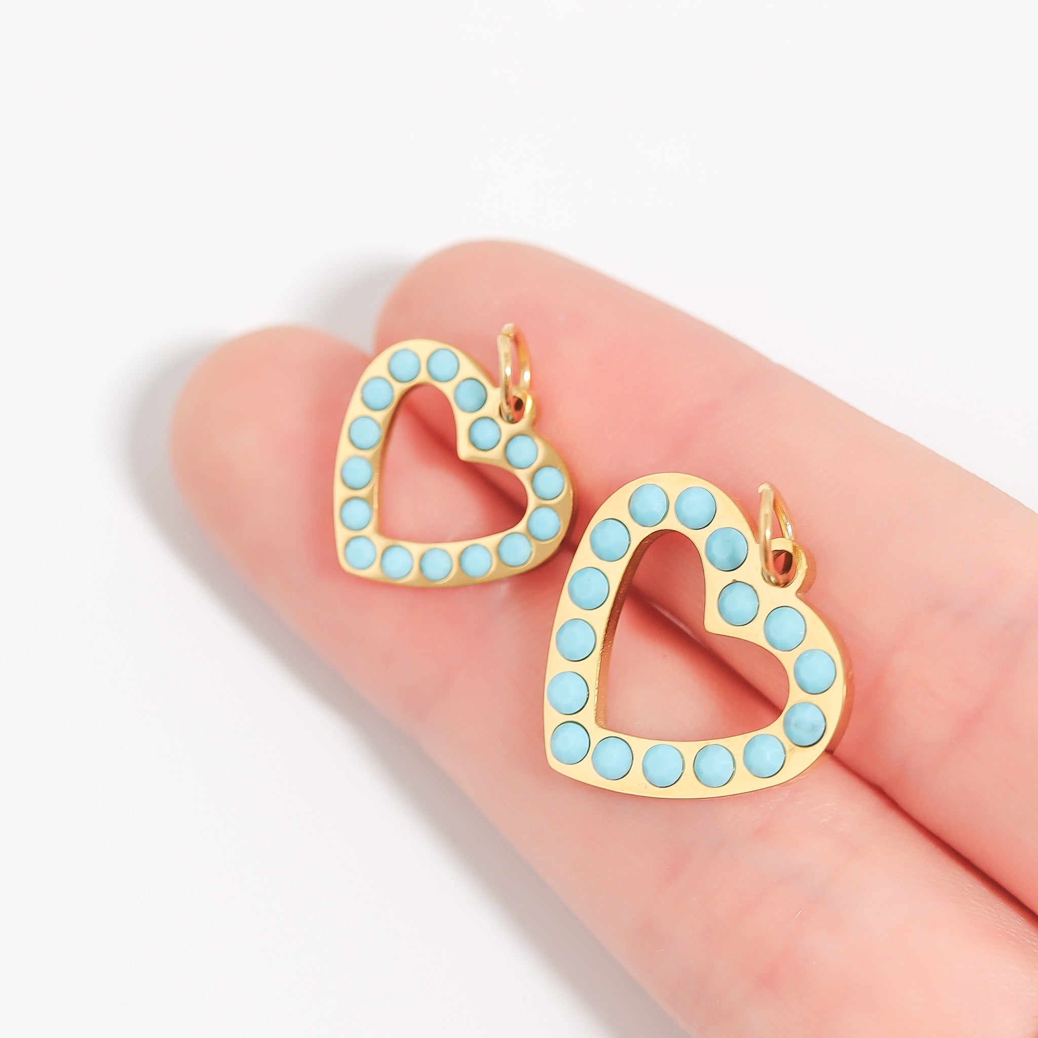 Turquoise Stone Heart Charm
