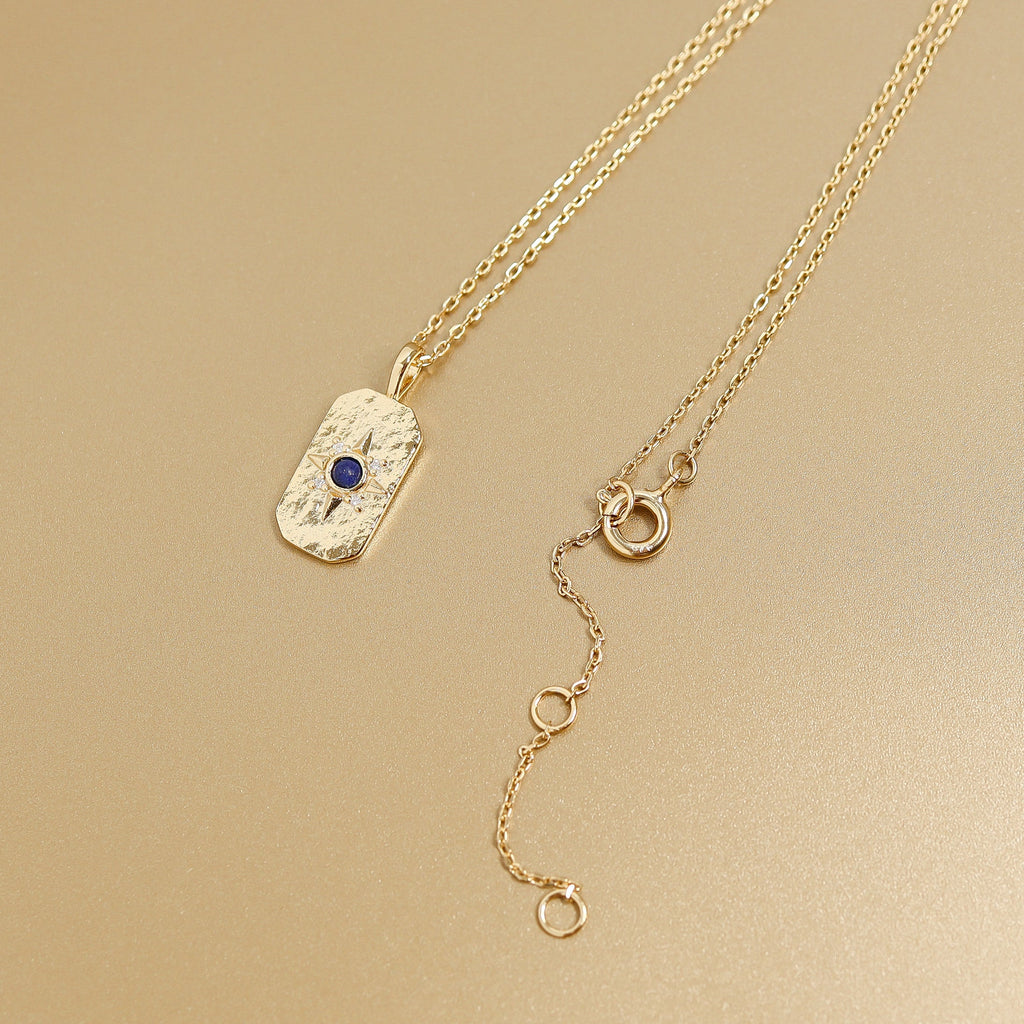 14K Gold Plated Stone Compass Star Necklace