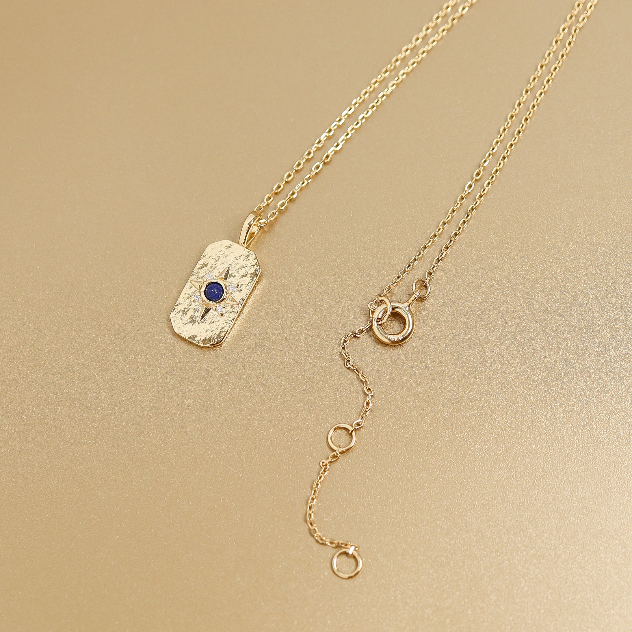 14K Gold Plated Stone Compass Star Necklace