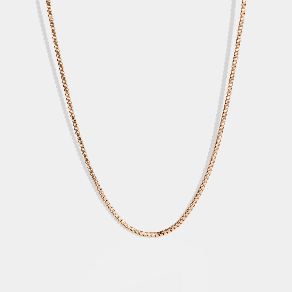 Dainty Rose Gold Box Chain Necklace