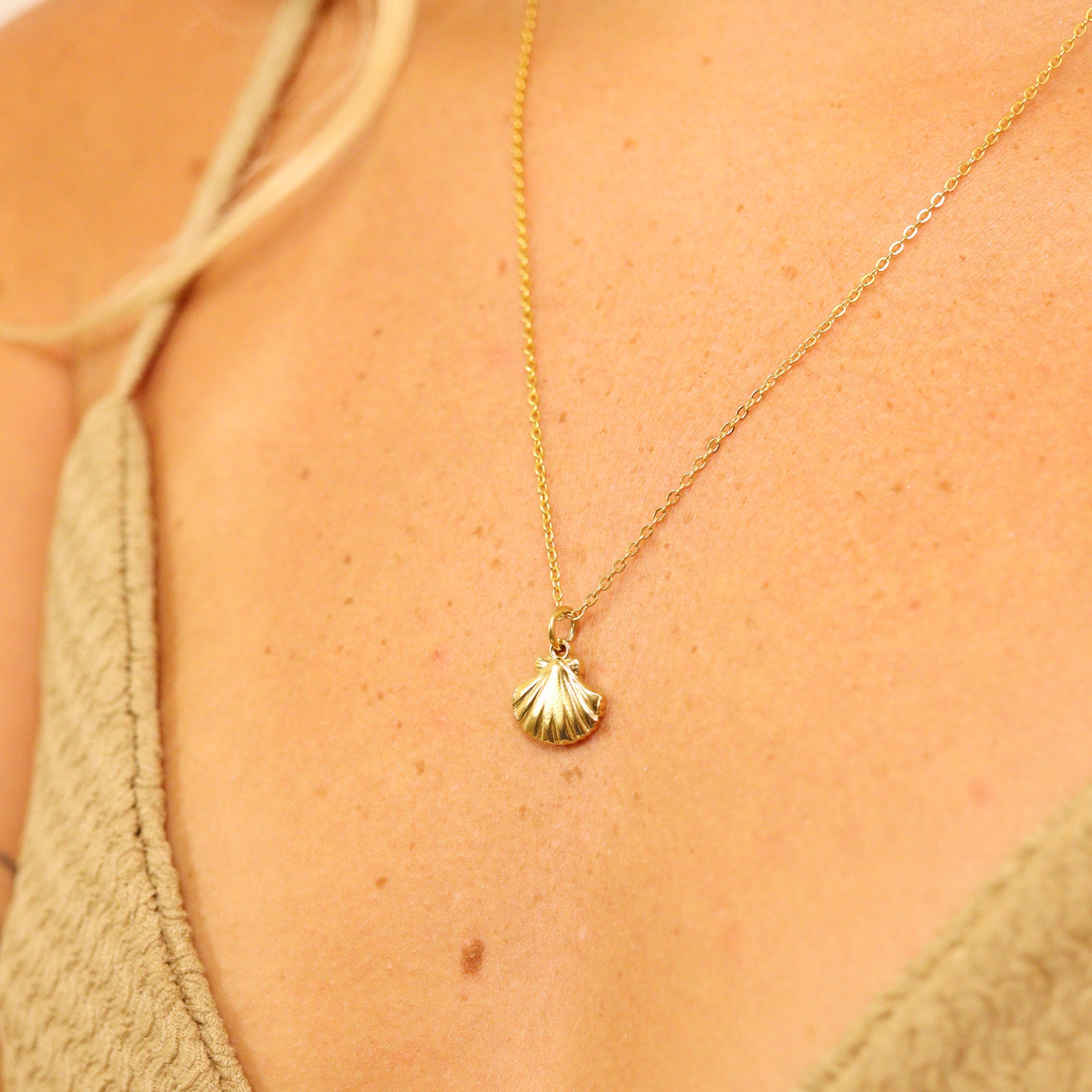 Woman's Clam Shell Charm Necklace