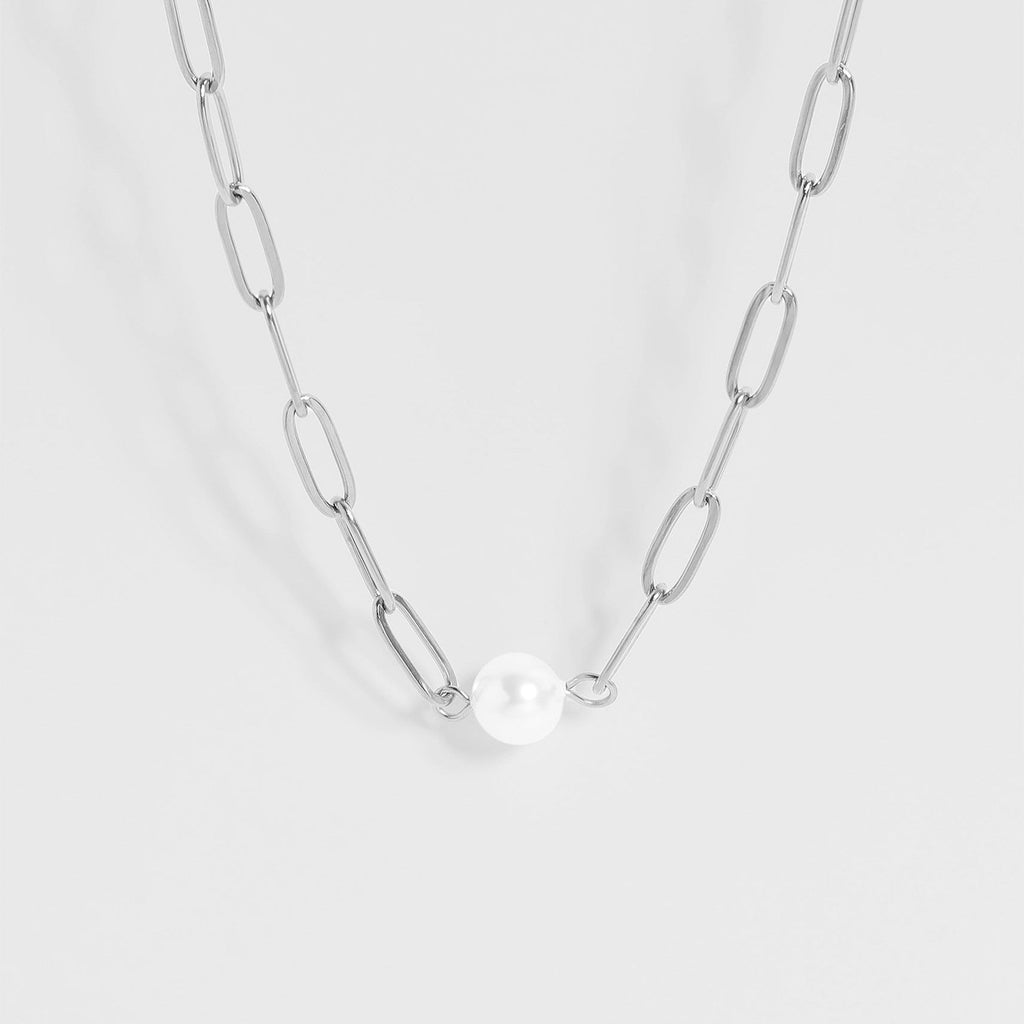 Paperclip Pearl Necklace