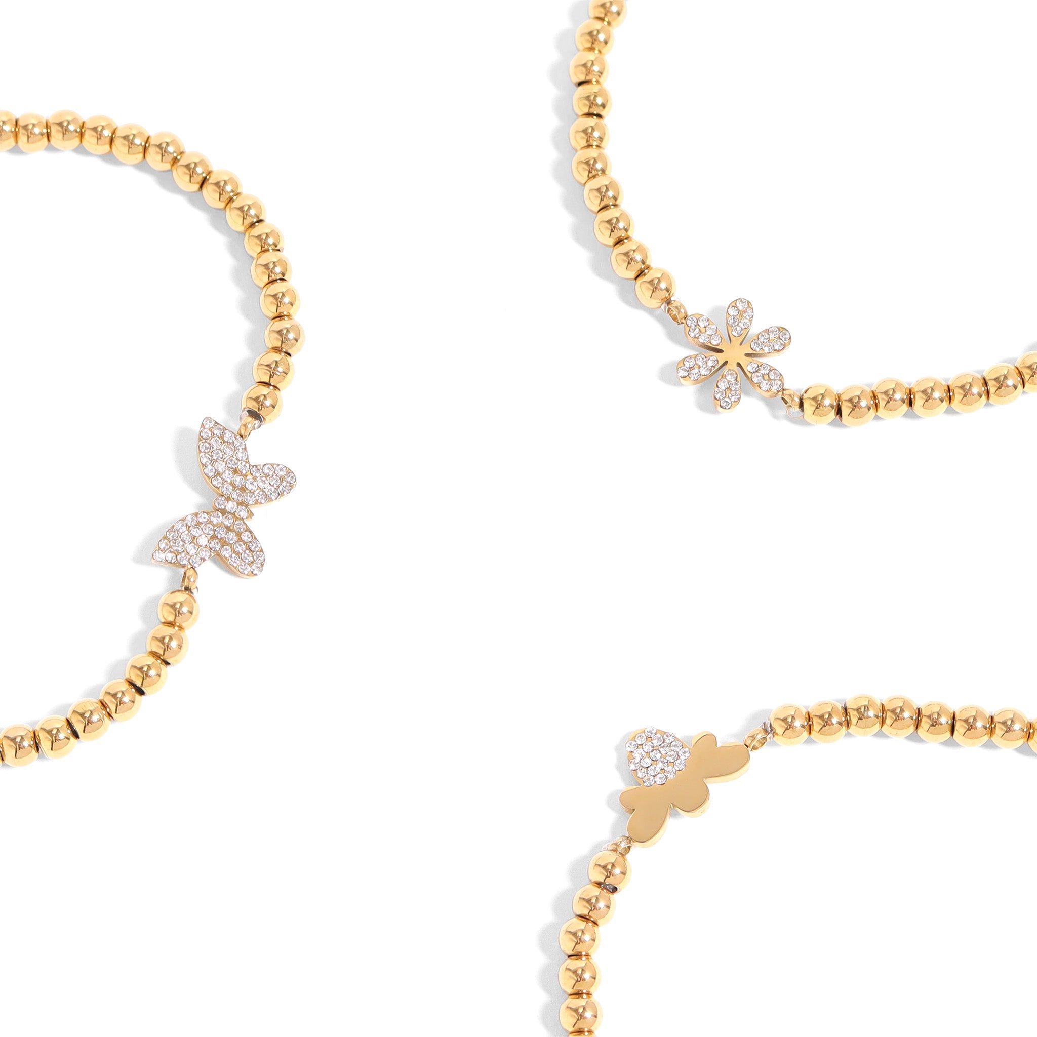 Stone Flower Metal Beaded Stretch Bracelet Lifestyle