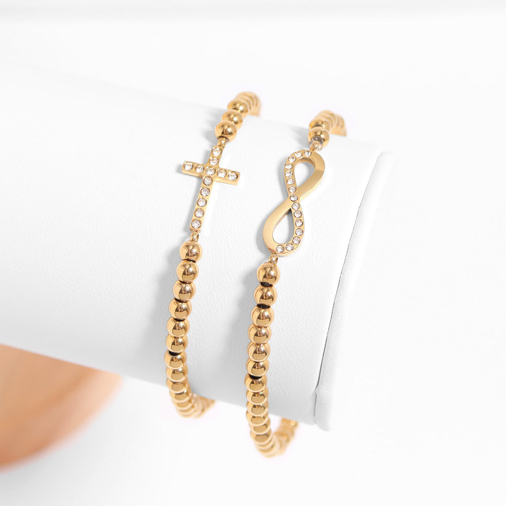 Stone Infinity Sign Metal Beaded Stretch Bracelet Lifestyle