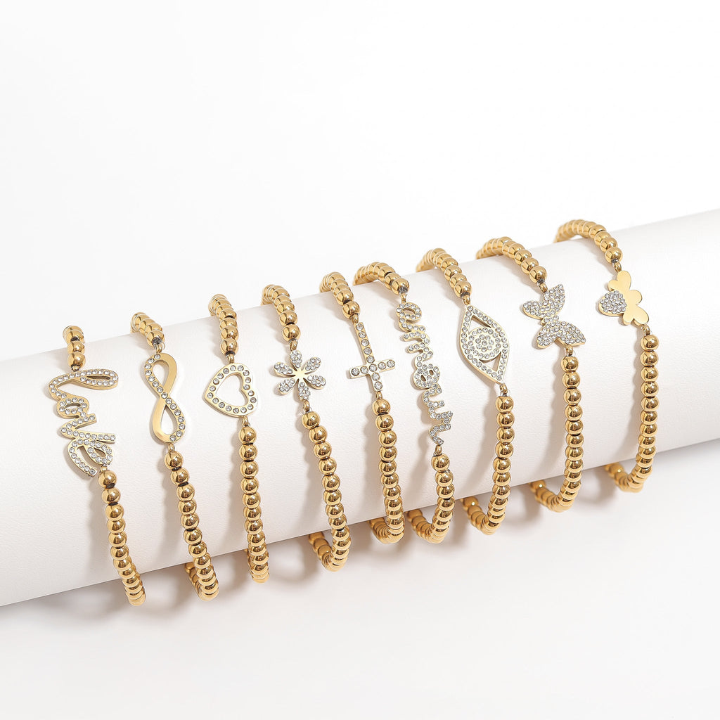 Stackable Bee Charm Beaded Bracelet Lifestyle