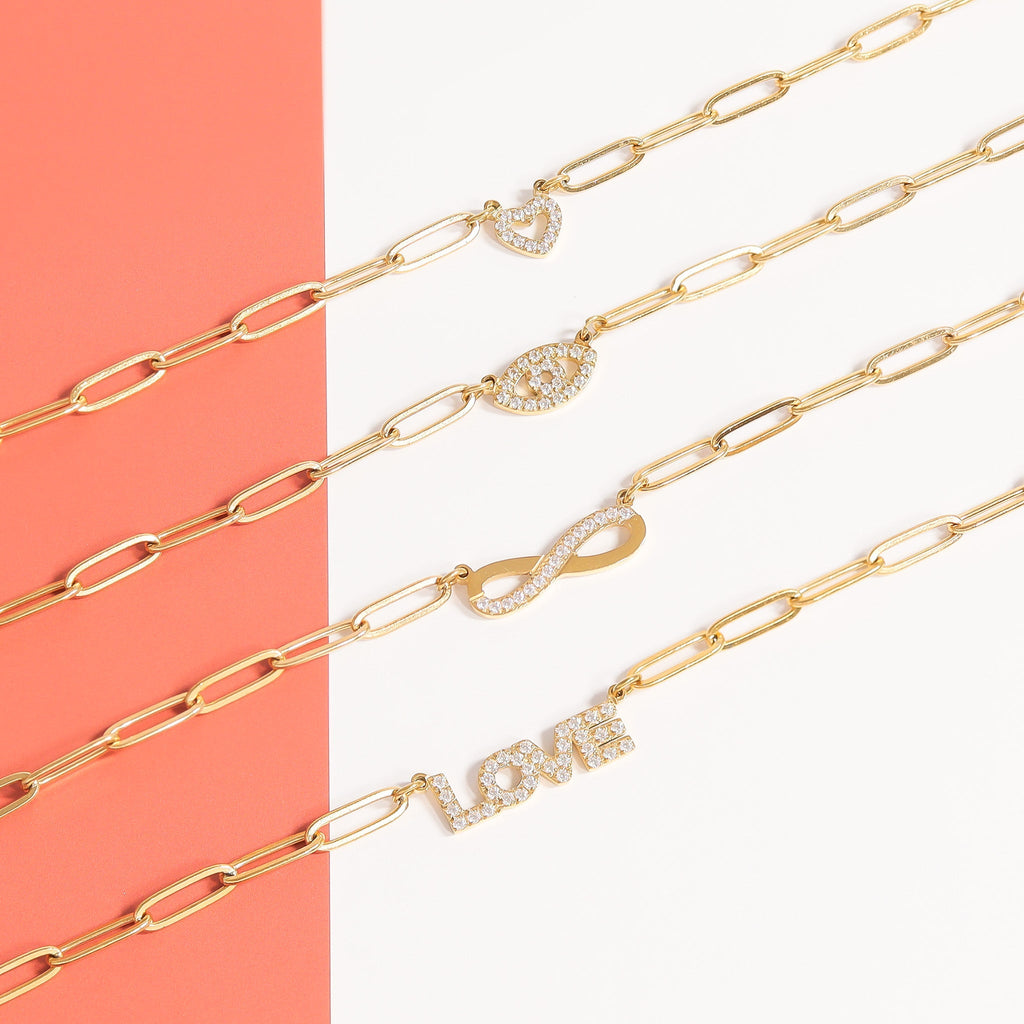 Paperclip "Love" Charm Necklace