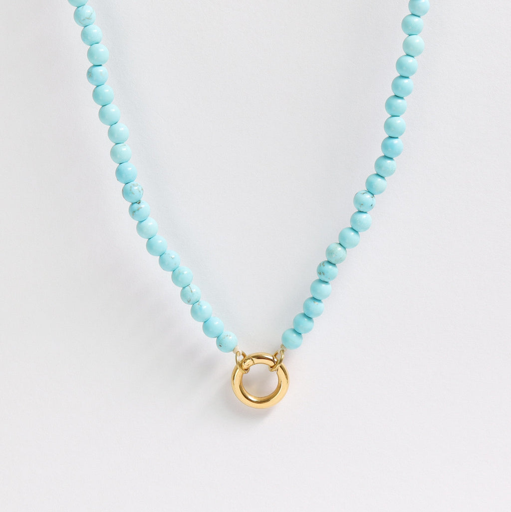 Turquoise Necklace with charm keeper #stone_Turquoise