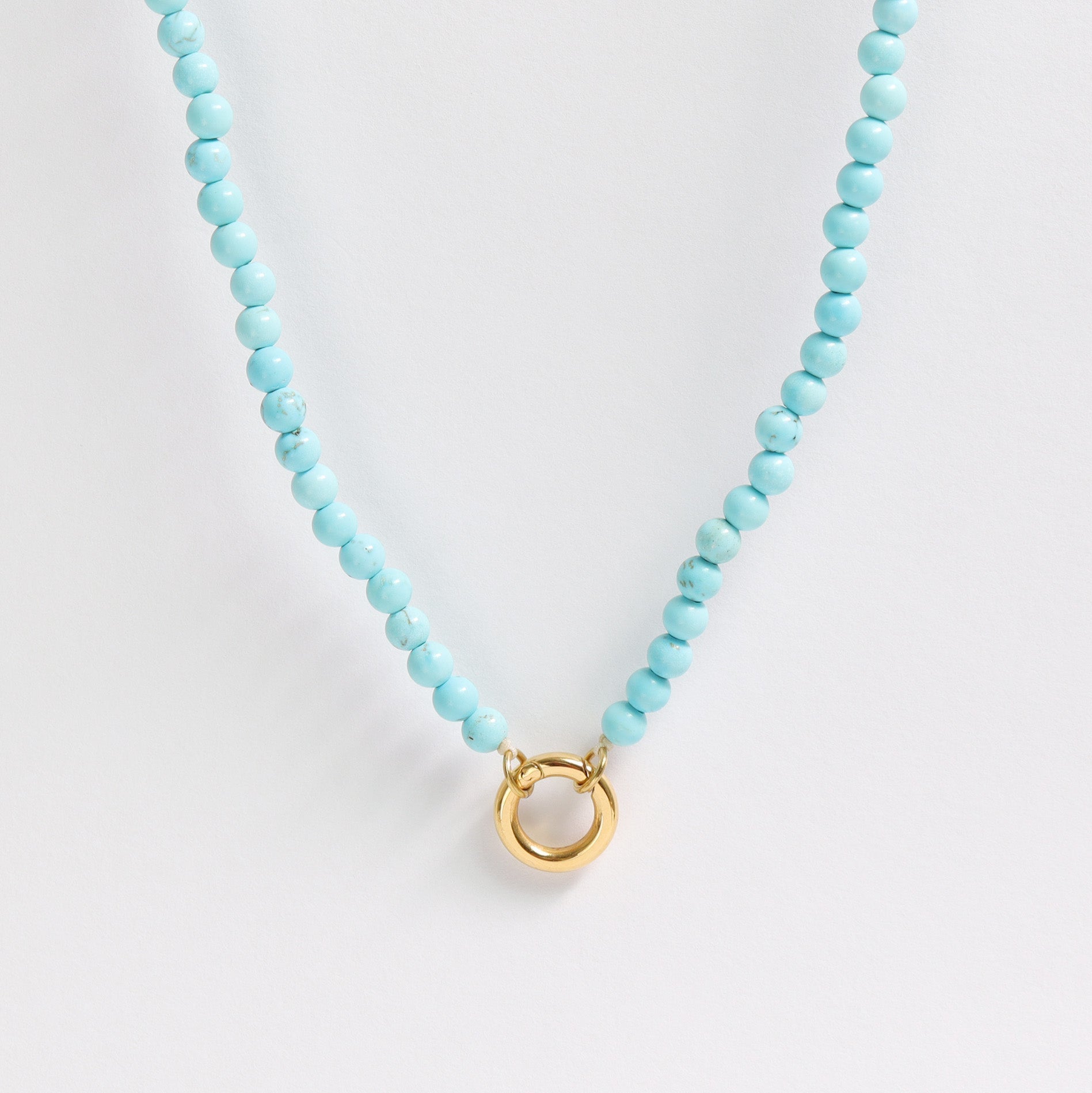 Turquoise Necklace with charm keeper #stone_Turquoise