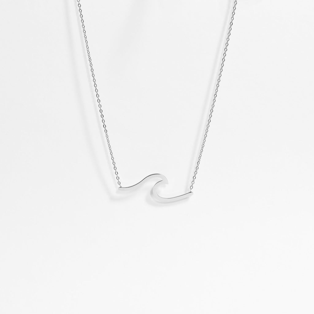 stainless steel silver wave necklace