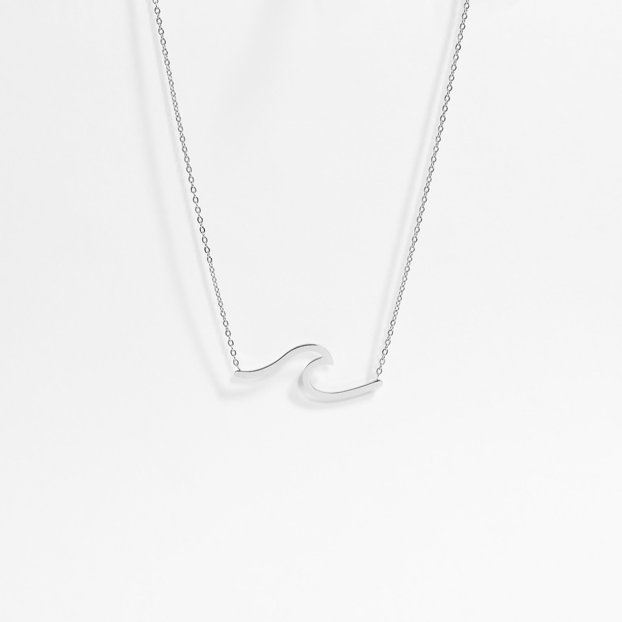 stainless steel silver wave necklace