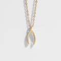 Gold PVD Wishbone charm necklace