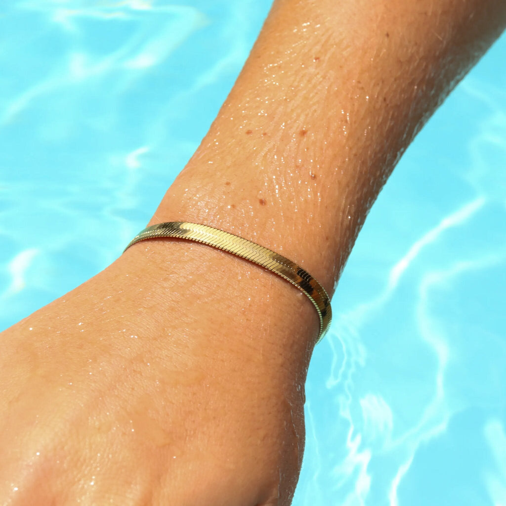 Gold Herringbone Chain Bracelet